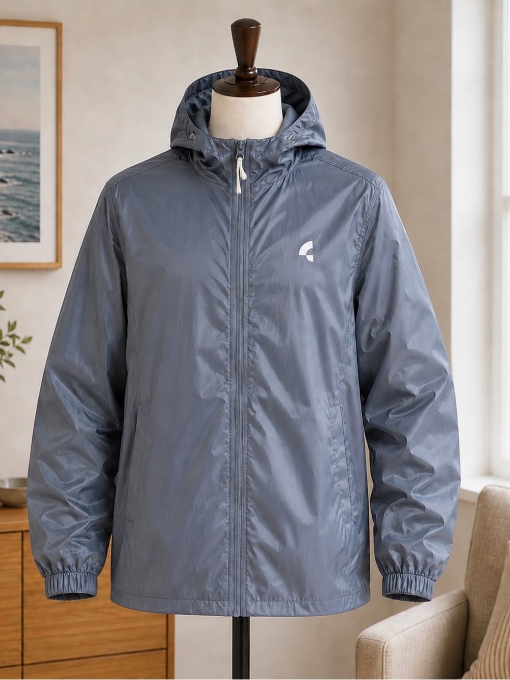 The Plus Project Rain Jacket Mens 3XL Gray Hooded Coat